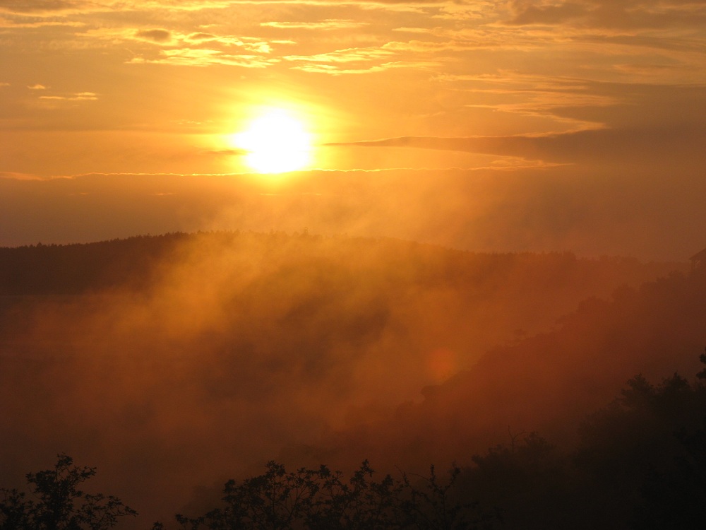 Sonnenuntergang hinter Nebel