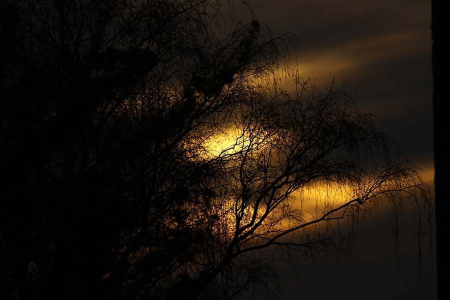 Sonnenuntergang zwischen Häusern