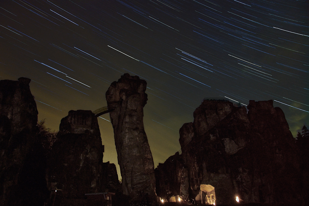 star trails above the externsteine - 8x 3min 18mm f/5.6, ISO 800