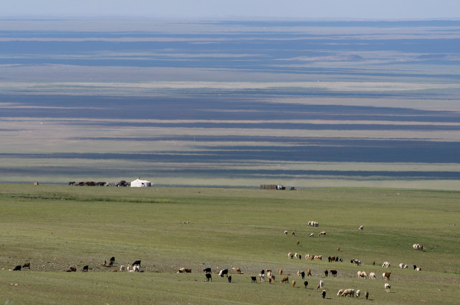 Mongolische Nomaden am Rand der Wüste Gobi