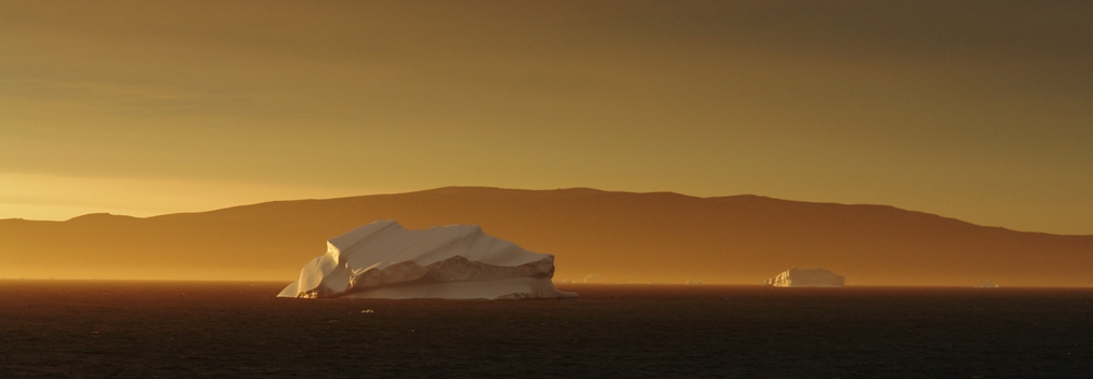 Eisberge vor Sonnenuntergang - Panorama
