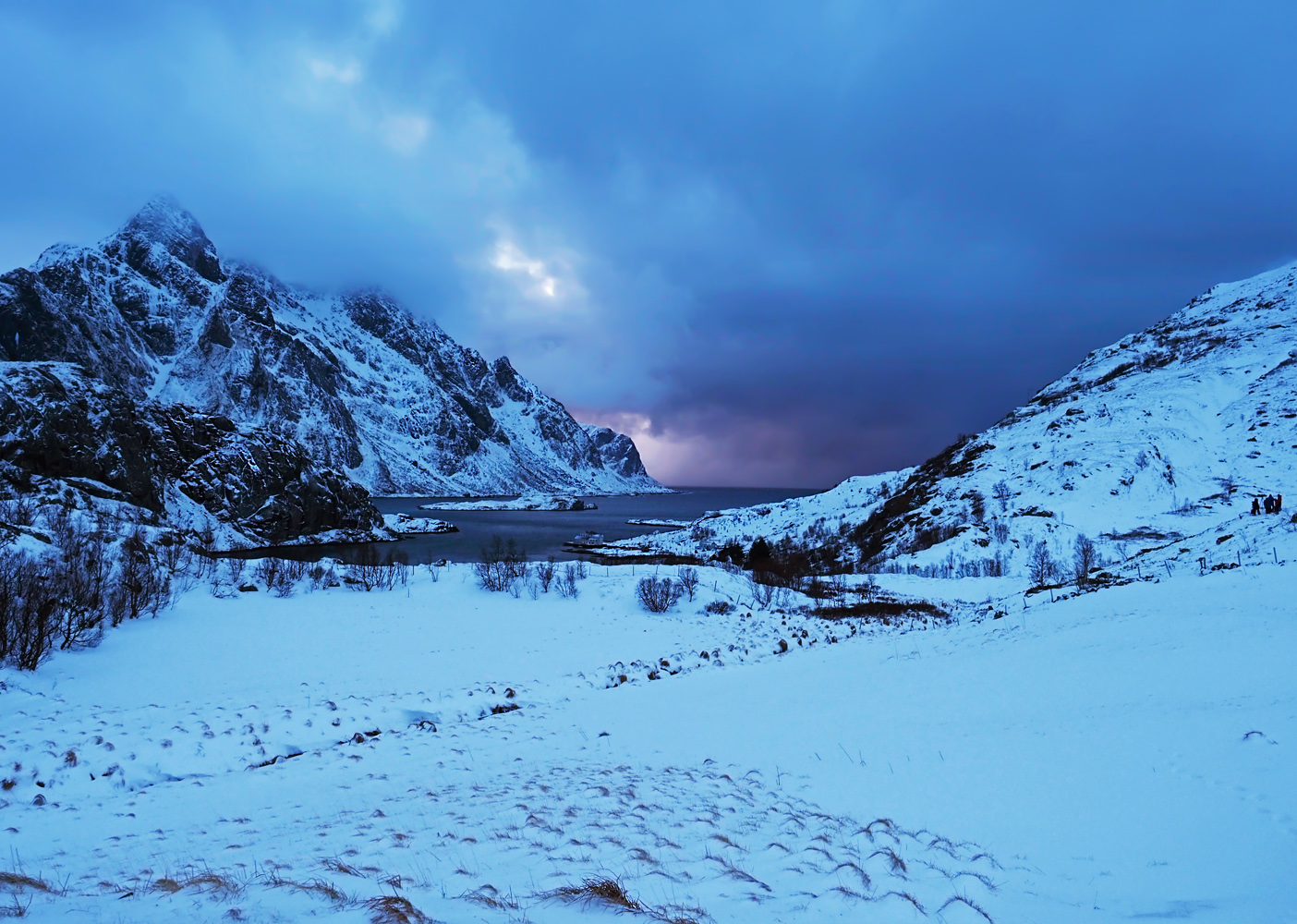 Fjordblick zur blauen Stunde