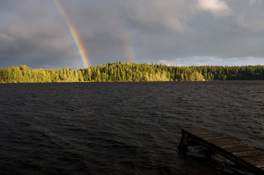 Sonnenuntergang mit Regenbogen