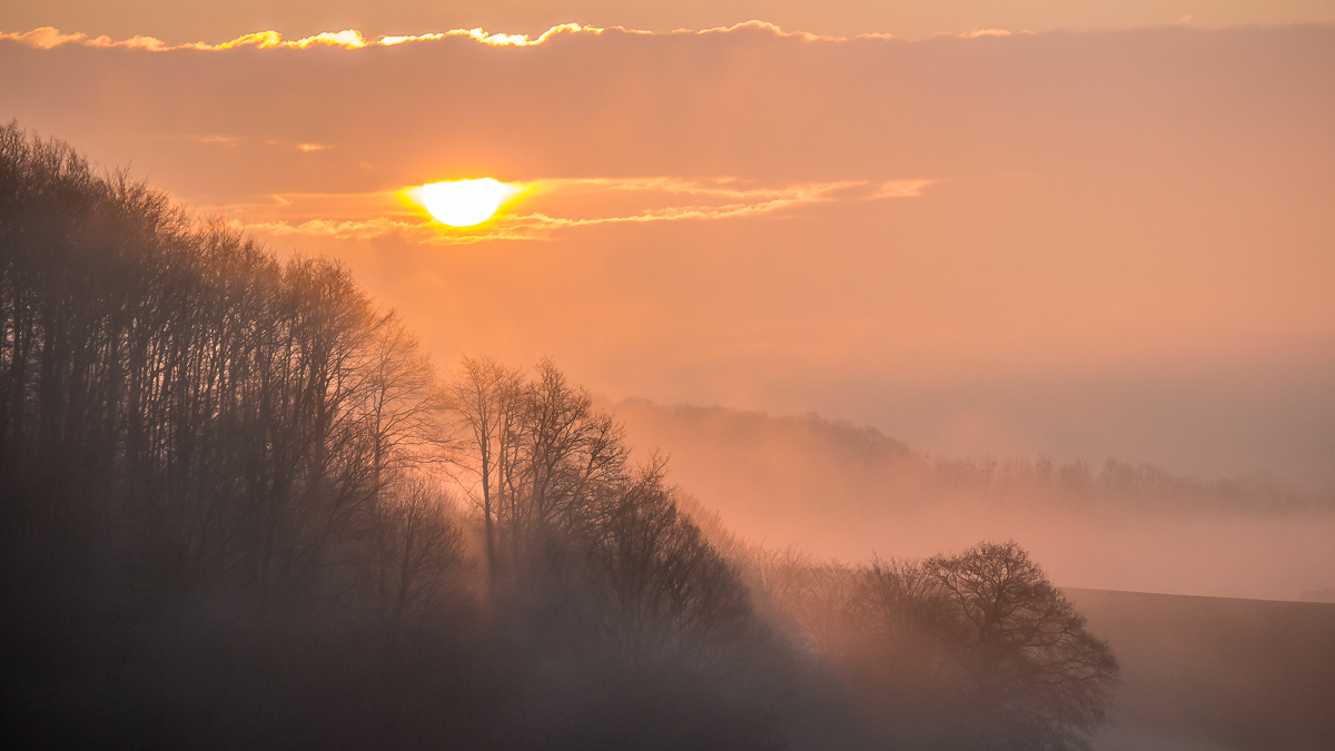 Sonnenaufgang über dem Nebel