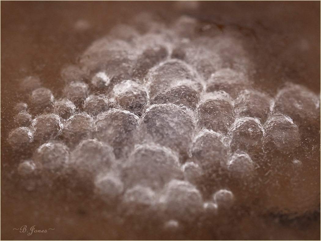 white bubbles on ice