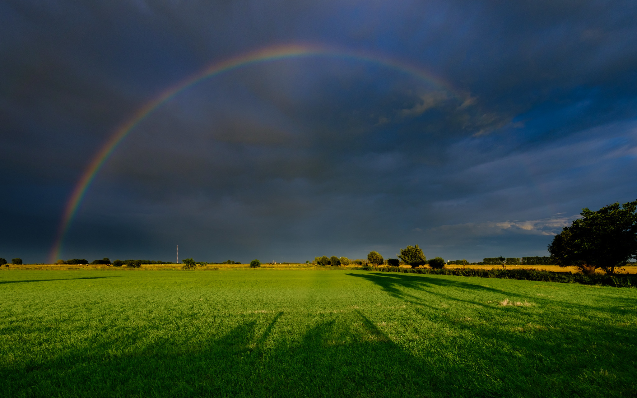 Regenbogen über der Bislicher Insel