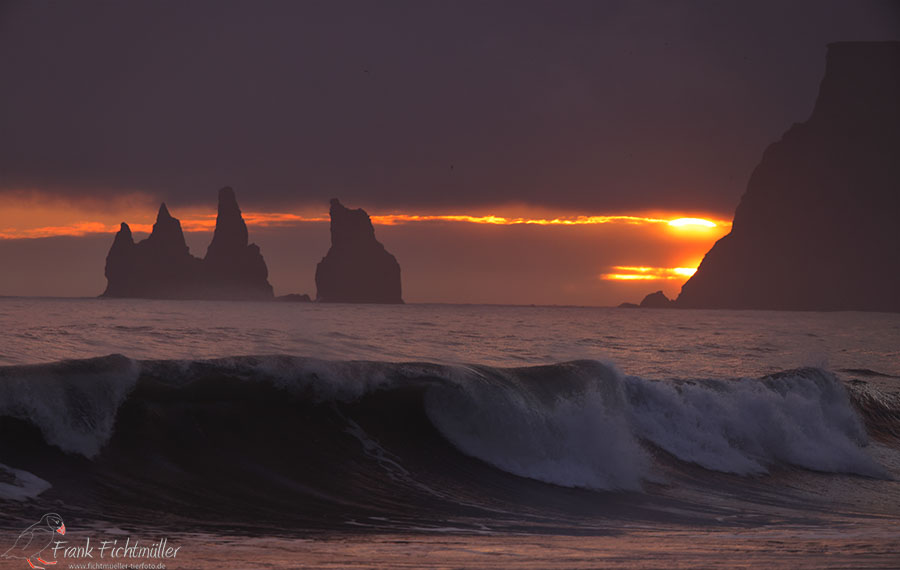 Reynisdrangar im Sonnenuntergang