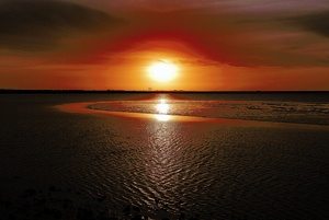 Sandbank im Sonnenuntergang