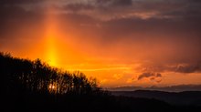 Lichtsäule bei Sonnenaufgang