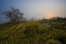 Sonnenuntergang im Hochnebel