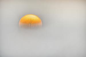 Sonnenaufgang minimalistisch (im Nebel)