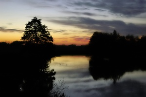 Sonnenaufgang morgens um 7 Uhr an der Hunte auf meinem Weg zur Arbeit