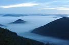 Blick auf die Bergkuppen des Pfälzer Waldes